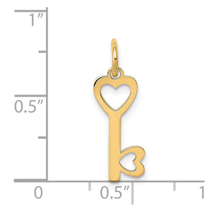 14k Yellow Gold Polished Hearts Key Charm Pendant for Women