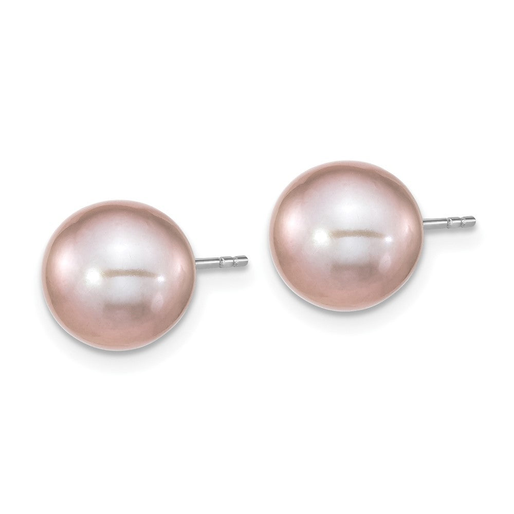 Sterling Silver 9-10mm Purple Round Freshwater Cultured Pearl Earring