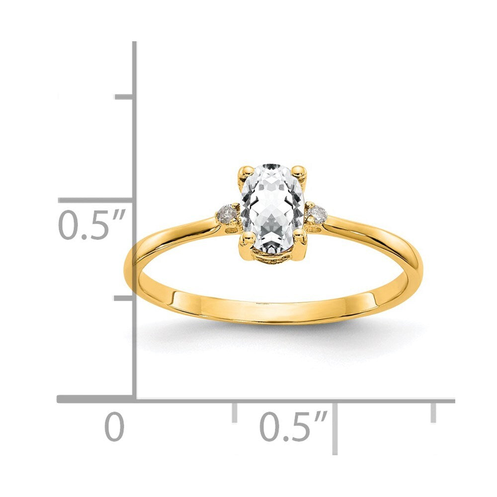 14K Yellow Gold Diamond & White Topaz Birthstone Ring