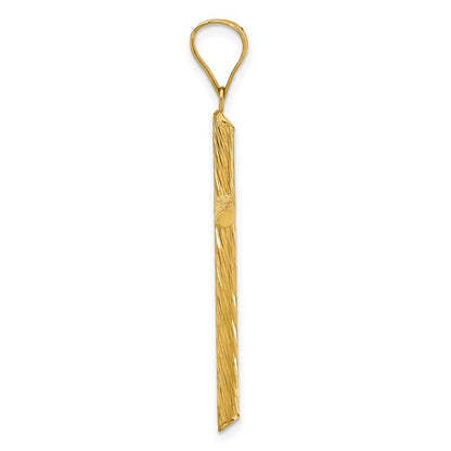 14k Yellow Gold Polished & Textured Fancy Cross Pendant