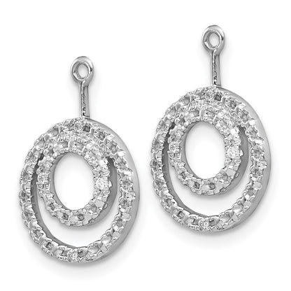 14k White Gold Double Circle Diamond Earring Jackets Gift for Women