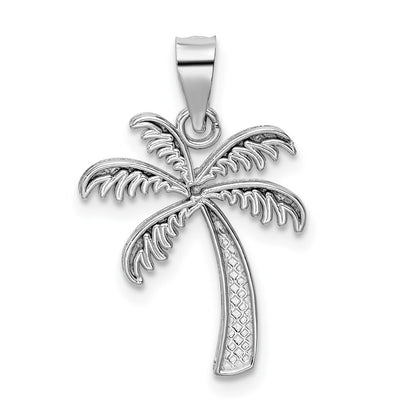 14k White Gold Polished Palm Tree Pendant for Women