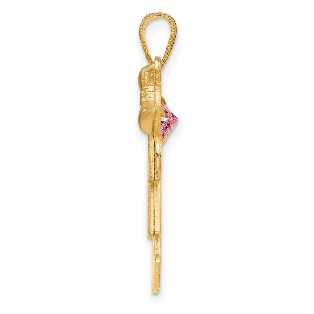 14k Yellow Gold Girl with Cubic Zirconia October Birthstone Charm