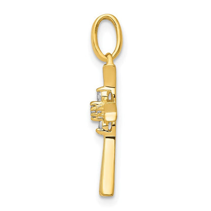 14k Yellow Gold 1/15ct. Diamond Cross Pendant for Women