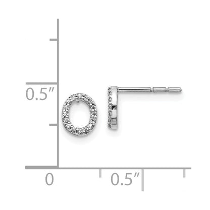 14k White Gold Diamond Initial O Stud Earrings Gift for Women