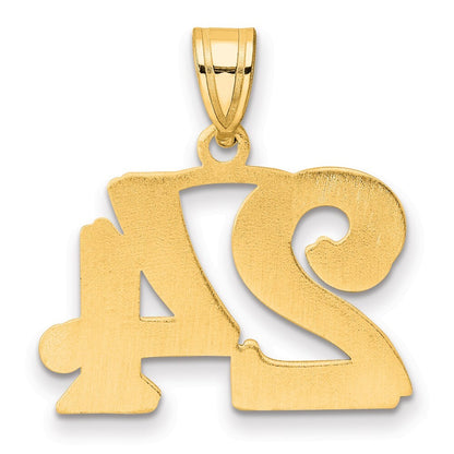 14k Yellow Gold Polished Etched Number 24 Pendant for Women