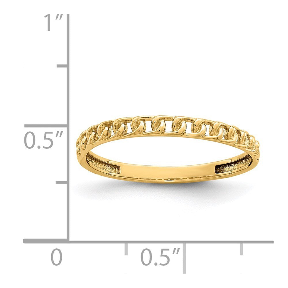 14K Yellow Gold Link Design Ring Size 7