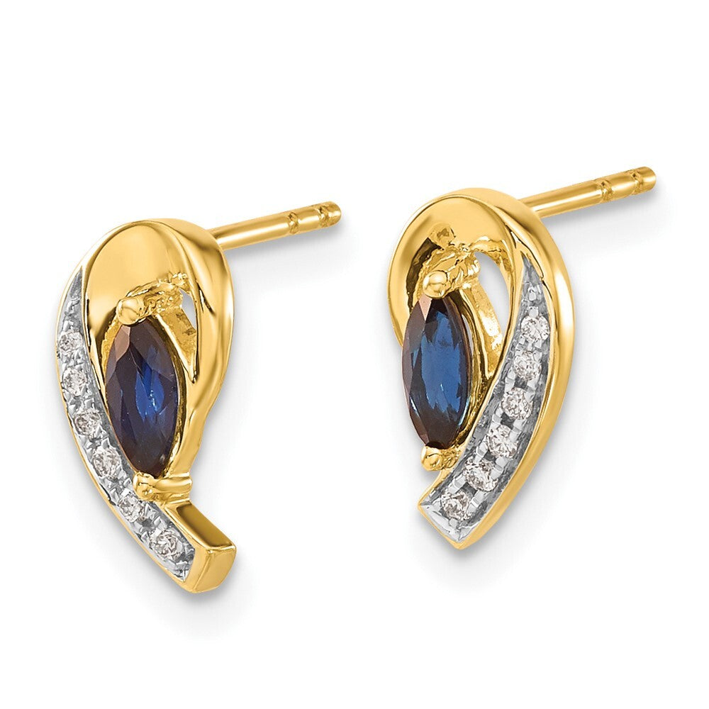 14k Yellow Gold Diamond and Sapphire Drop & Dangle Earrings
