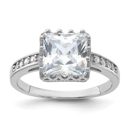 Sterling Silver Rhodium-plated Polished Cubic Zirconia Ring Size 8