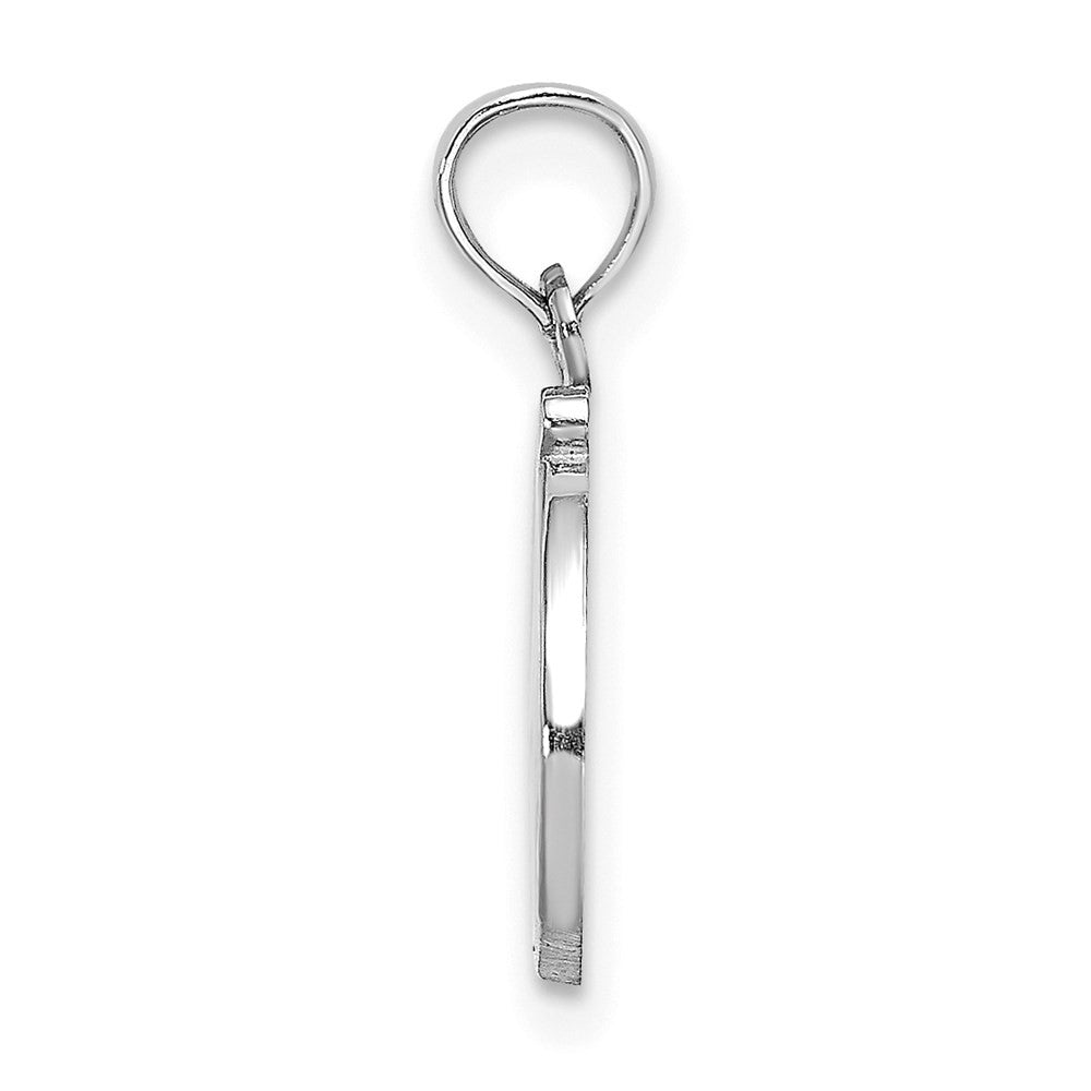 14K White White Gold Script Letter D Initial Pendant