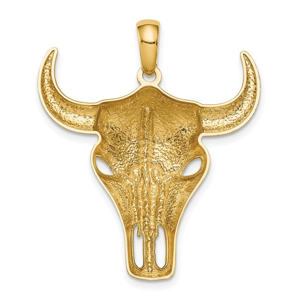 14k Yellow Gold Steer Skull Pendant for Women
