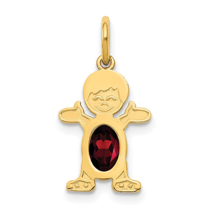 14k Yellow Gold Boy 6x4 Oval Genuine Garnet-January Pendant for Women