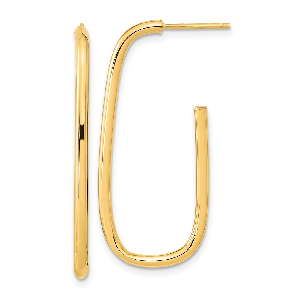 14k Yellow Gold Polished J-Hoop Earrings
