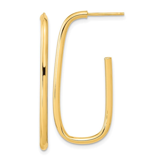 14k Yellow Gold Polished J-Hoop Earrings