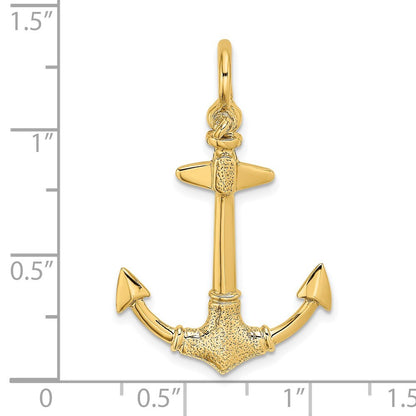 14k Yellow Gold 3-D Texture Anchor Charm