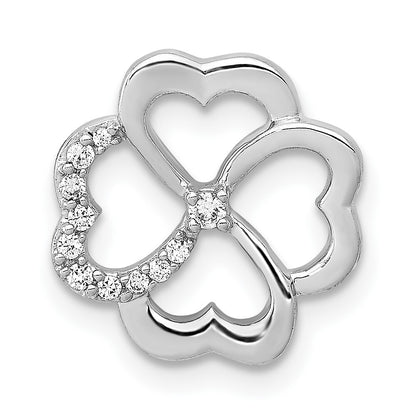 14k White Gold 1/15ct. Diamond Four Leaf Clover Chain Slide Pendant for Women