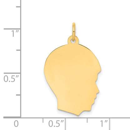 14k Yellow Gold Plain Medium .027 Gauge Facing Right Boy Head Charm Pendant