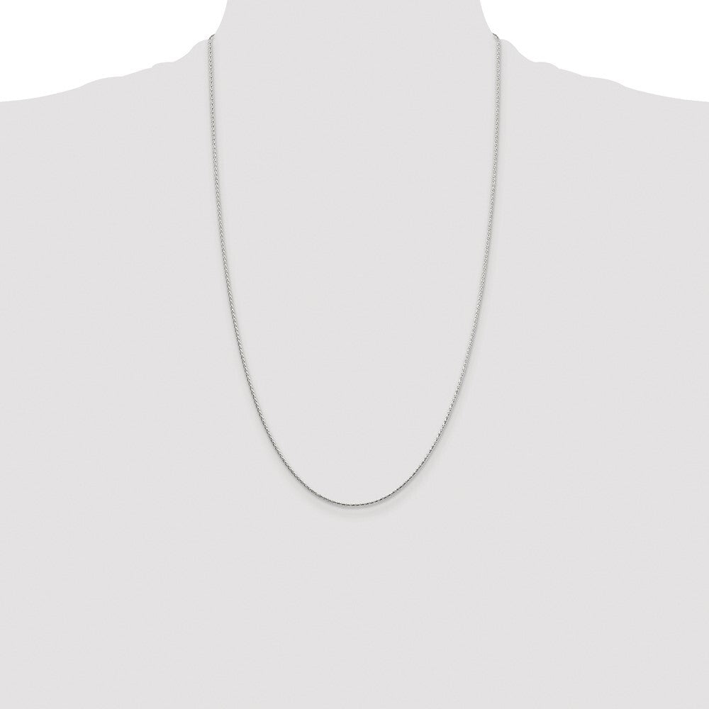 Sterling Silver Rhodium-plated 1.25mm Diamond-cut Round Spiga Chain