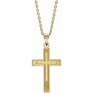 14k Yellow Gold Cross Pendant Necklace 18"