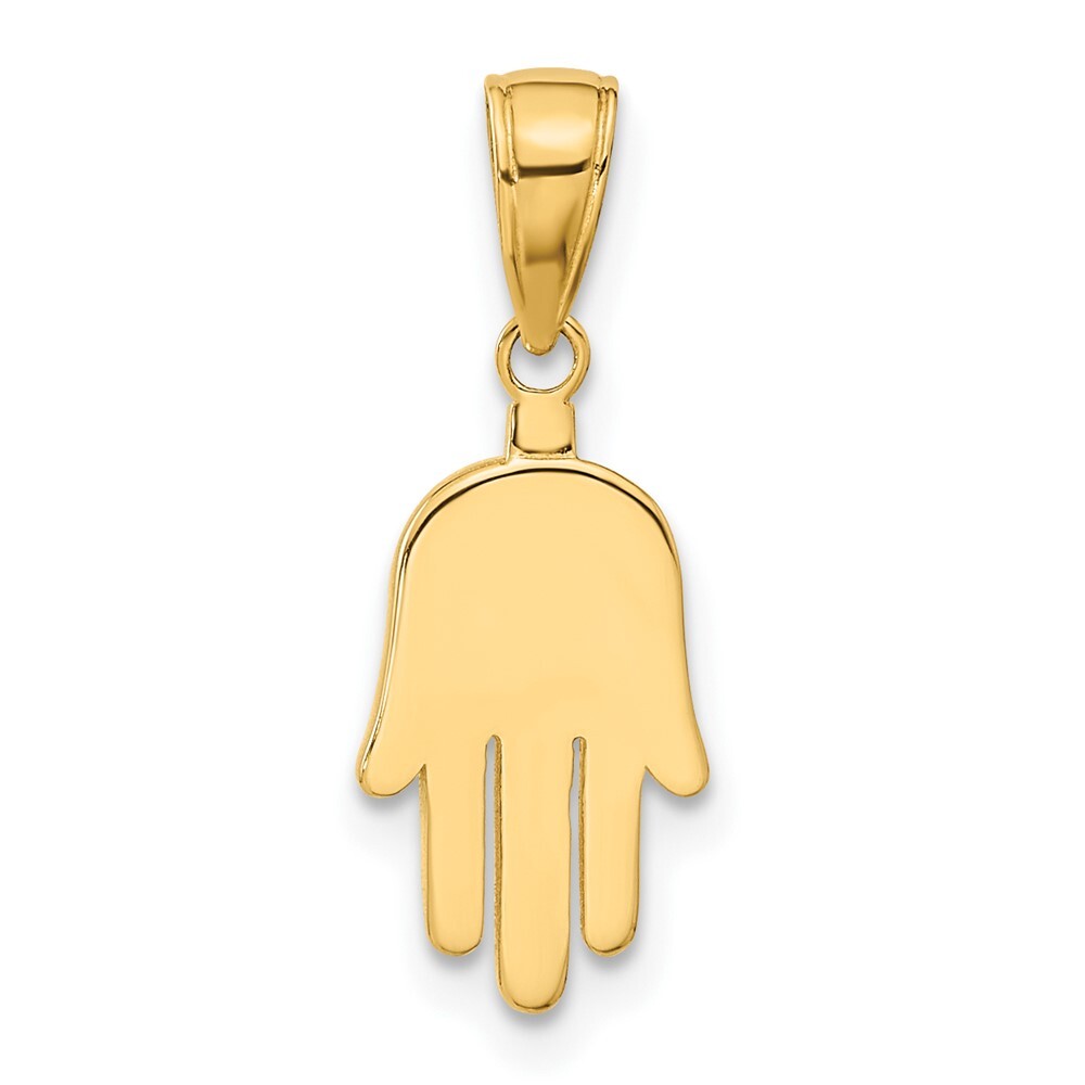 14k Yellow Gold Large Solid Hamsa Pendant for Women