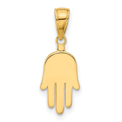 14k Yellow Gold Large Solid Hamsa Pendant for Women