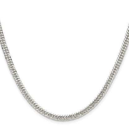 Sterling Silver Rhodium-plated 3.9mm Double Diamond-cut Curb Chain Necklace