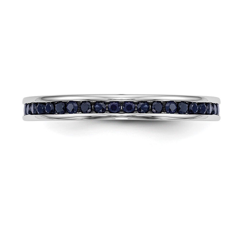 14k White Gold Blue Sapphire Complete Channel Band Size 7
