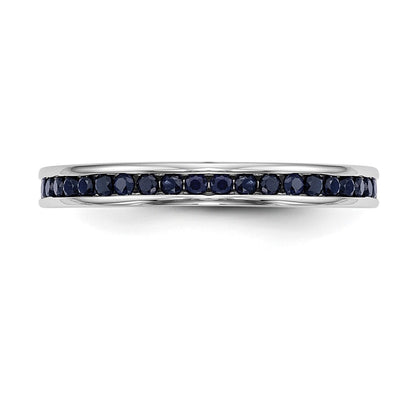 14k White Gold Blue Sapphire Complete Channel Band Size 7