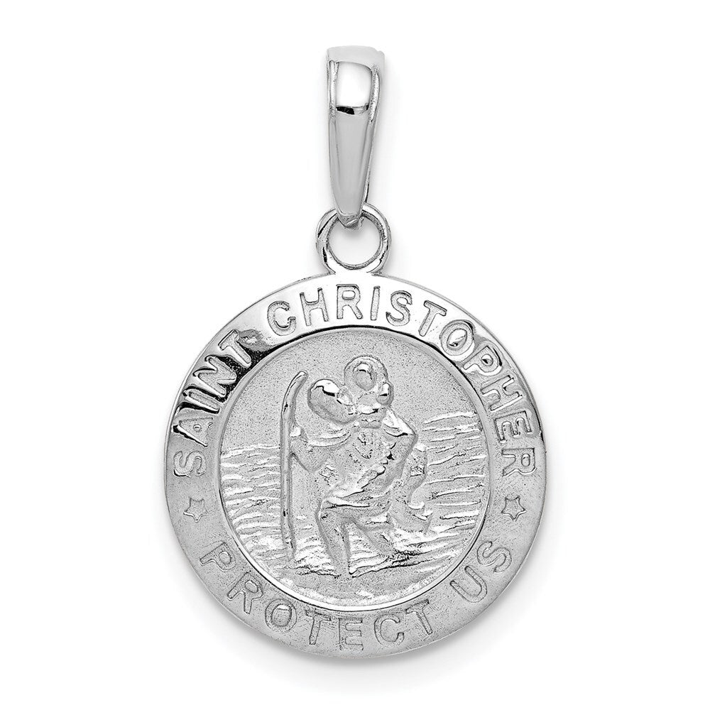 14k White Gold Saint Christopher Medal Charm Pendant for Women