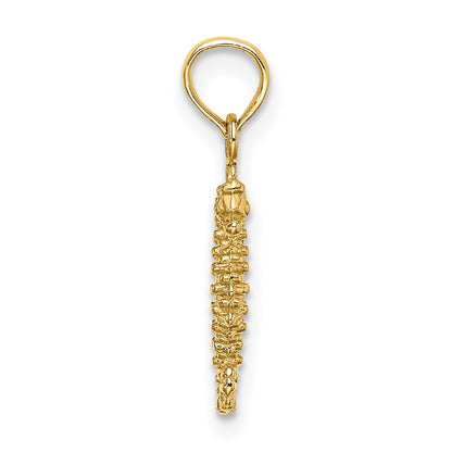14k Yellow Gold 3-D Mini Seahorse Charm Pendant for Women