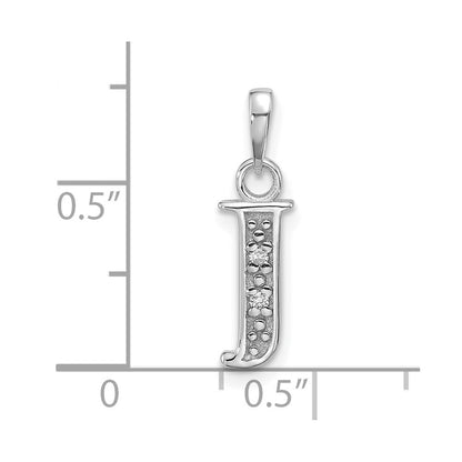 14k White Gold Diamond Letter J Initial Pendant