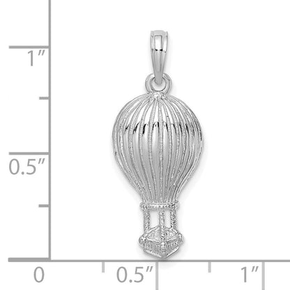 14k White Gold Polished Hot Air Ballon Charm Pendant for Women