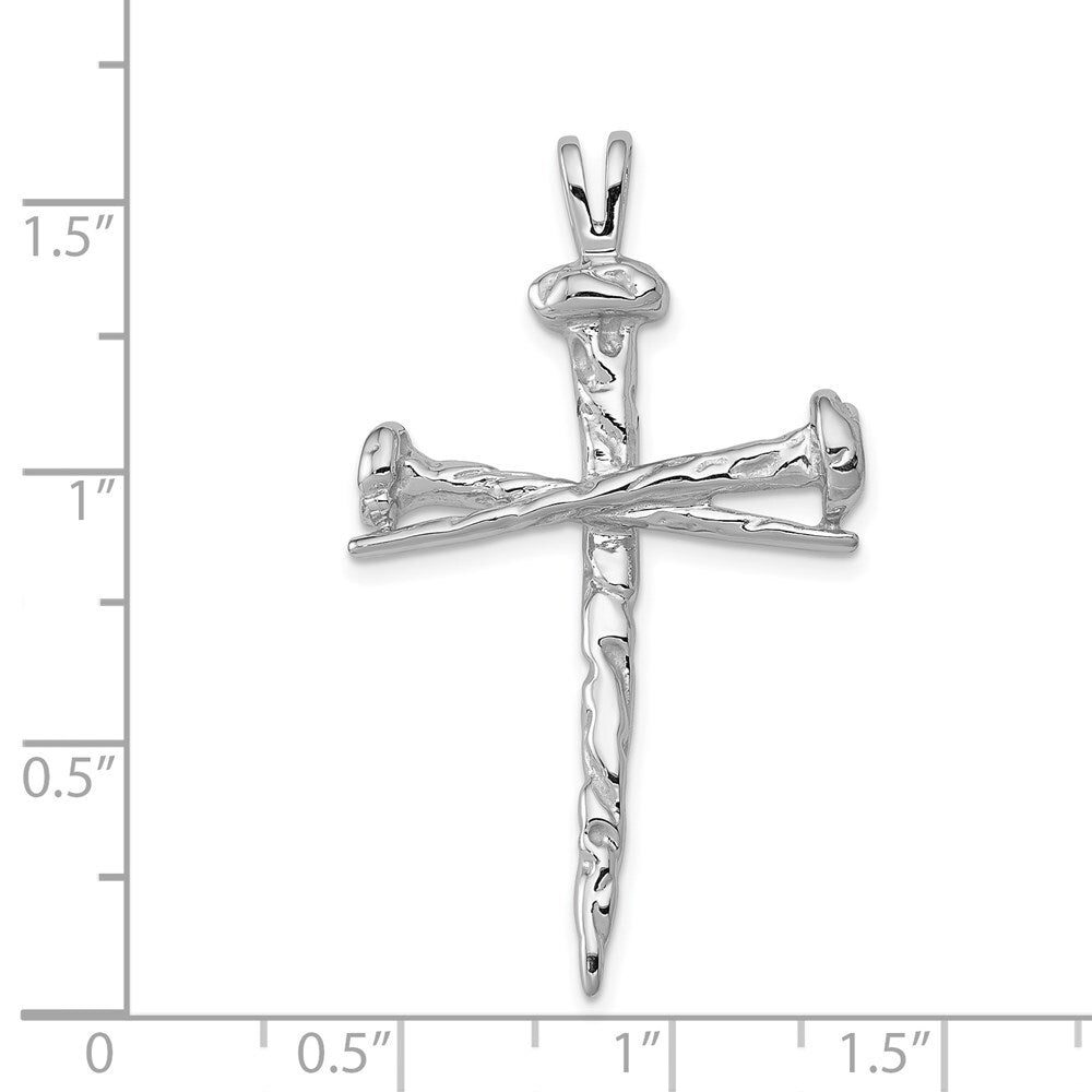 14k White Gold Nail Cross Charm Pendant for Women