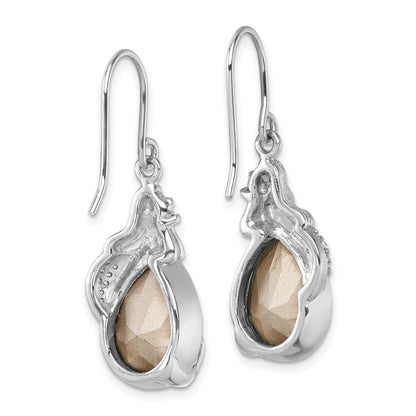 Sterling Silver Rhodium-Plated Polished Cubic Zirconia Mermaid Dangle Earrings