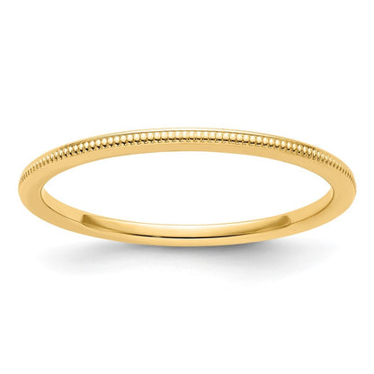 14k Yellow Gold  1.2mm Milgrain Stackable Band Ring Size 6.5