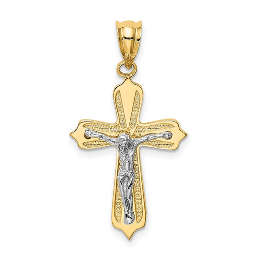 14k Two-tone Gold Crucifix Pendant for Women