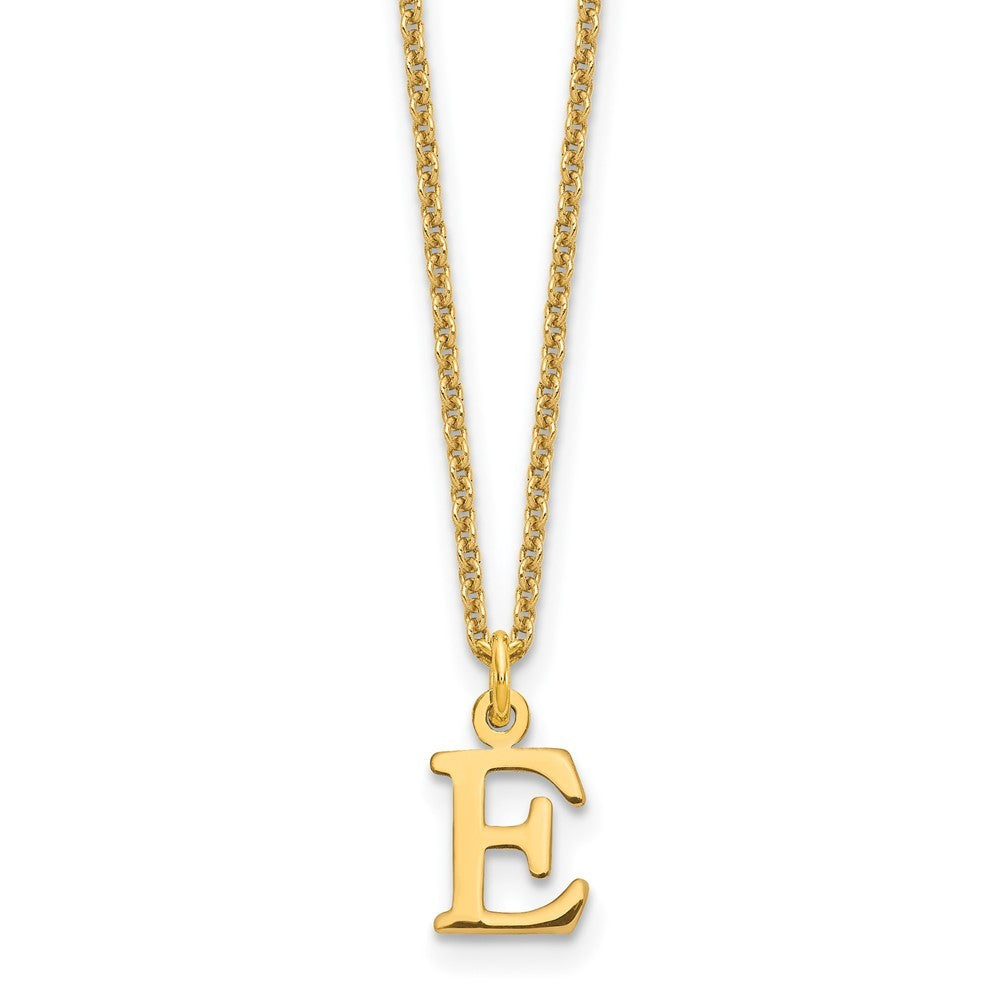 14k Yellow Gold Cutout Letter E Initial Necklace