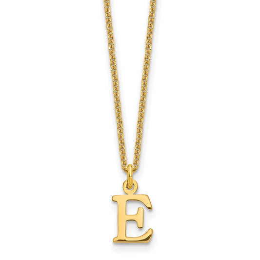 14k Yellow Gold Cutout Letter E Initial Necklace