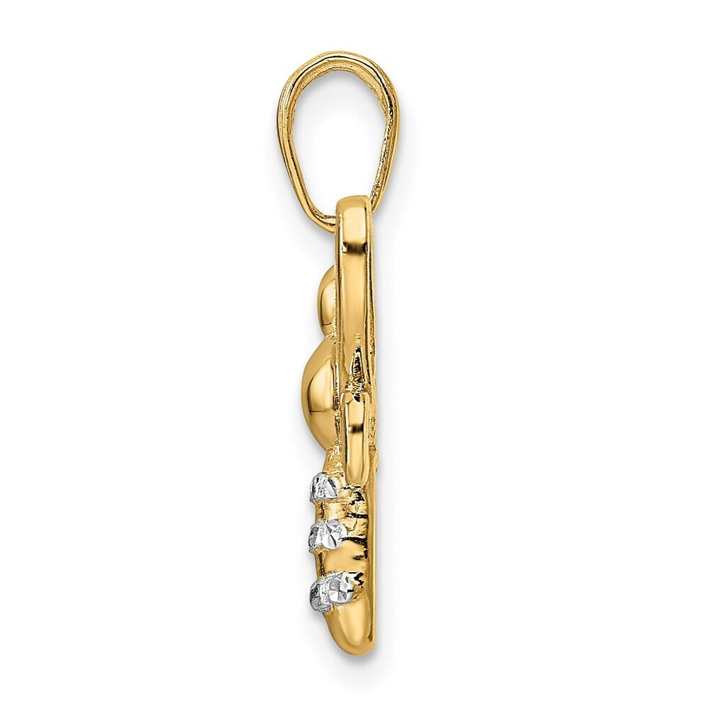 14k Yellow Gold and White Rhodium Diamond-cut Bumblebee Pendant for Women