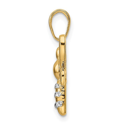 14k Yellow Gold and White Rhodium Diamond-cut Bumblebee Pendant for Women