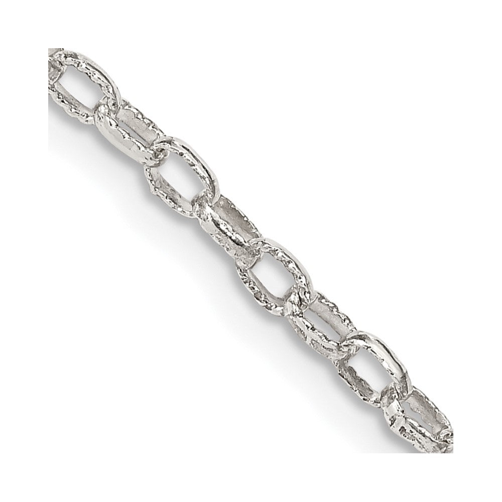 Sterling Silver 3mm Fancy Patterned Rolo Chain Necklace