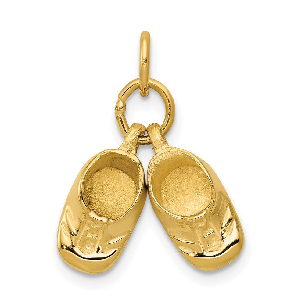 14k Yellow Gold 3-D Moveable Polished Baby Shoes Charm