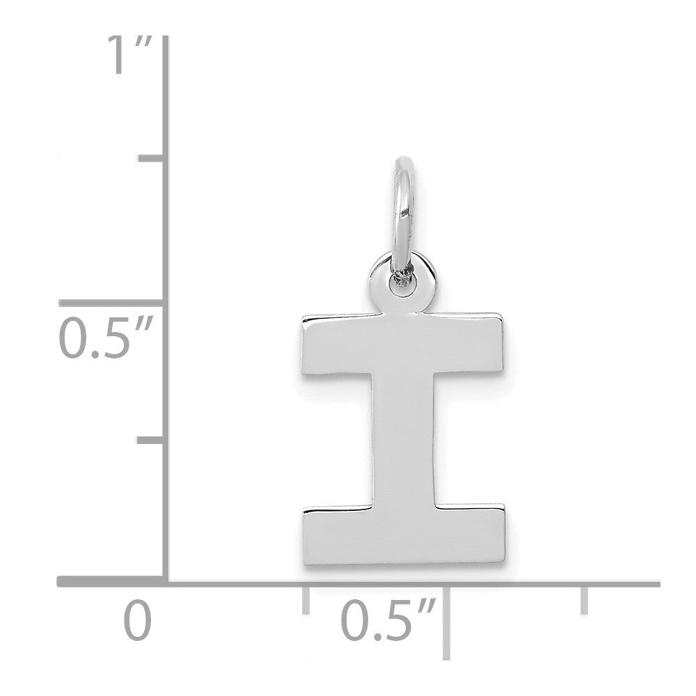14k White Gold Small Block Letter I Initial Charm Pendant for Women