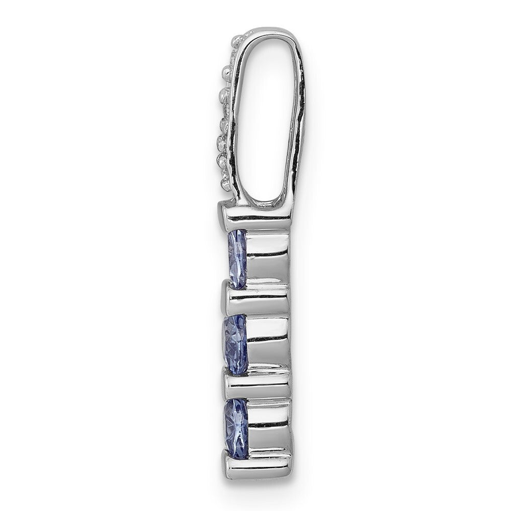 14k White Gold .60 Tanzanite and Diamond Chain Slide Pendant for Women