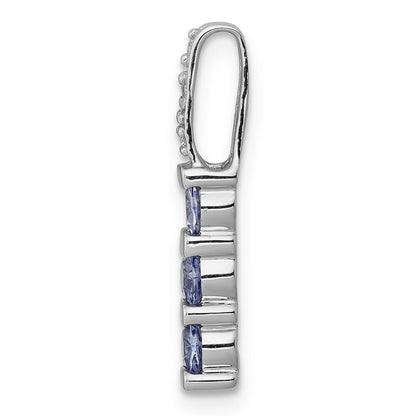 14k White Gold .60 Tanzanite and Diamond Chain Slide Pendant for Women