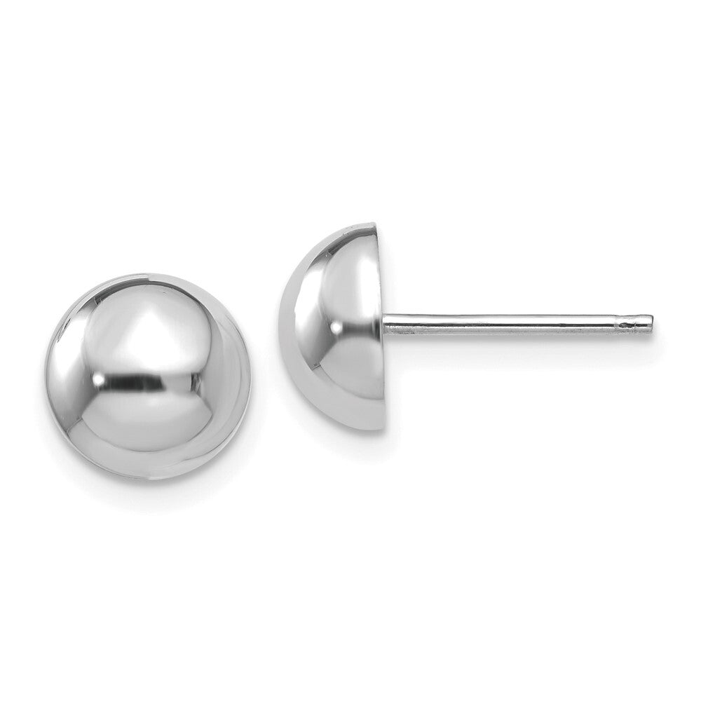 14k White Gold 8mm Half Ball Stud Earrings
