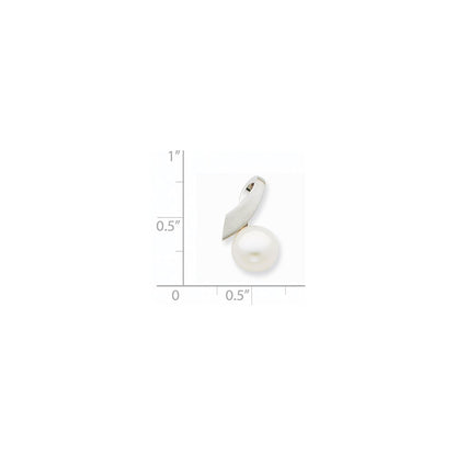 14k White Gold 8-9mm Button FWC Pearl Satin Finish Pendant Slide