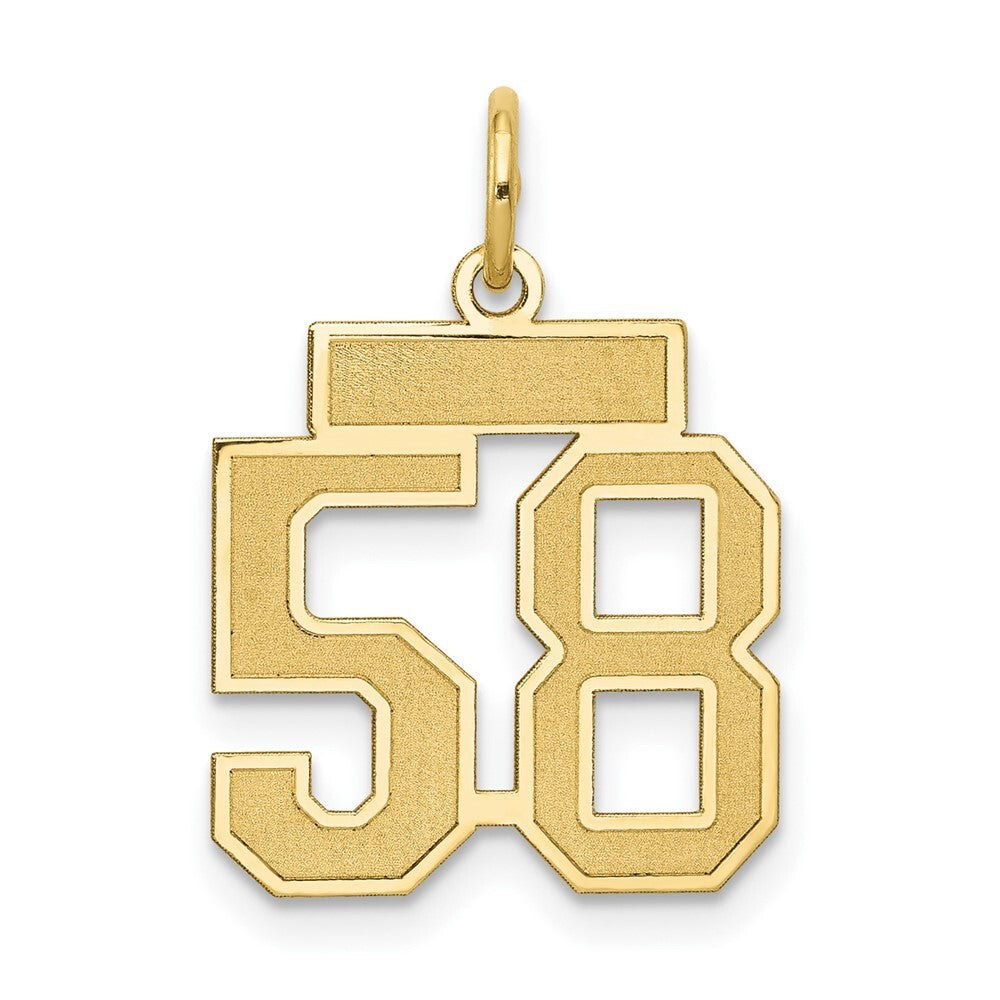 14k Yellow Gold Small Satin Number 58 Charm Pendant for Women