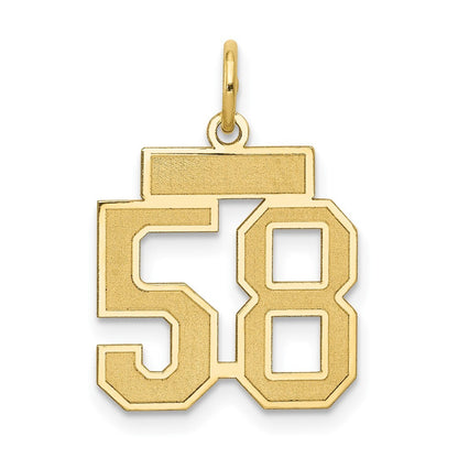 14k Yellow Gold Small Satin Number 58 Charm Pendant for Women