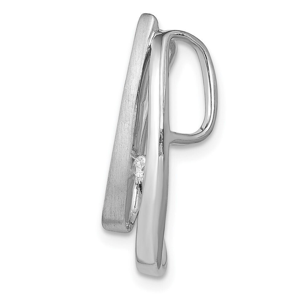 14k White Gold 1/20ct. Diamond Double Teardrop Slide Pendant for Women